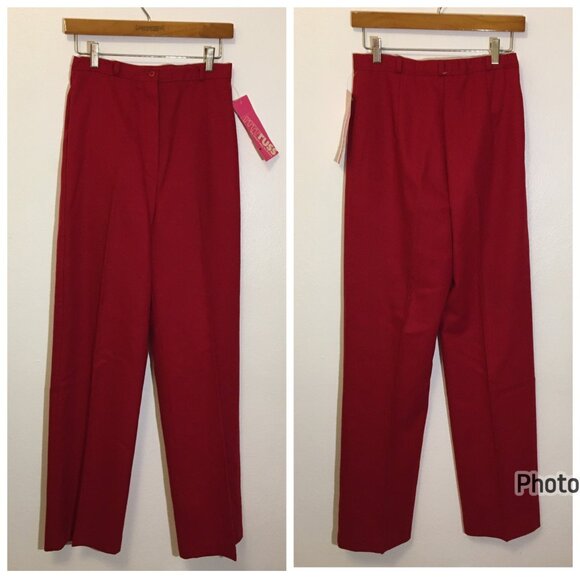 Vintage 70s 80s NWT RUSS Red Dress Pants High Waist Mom Grandma ILGWU (IB) - Picture 1 of 16